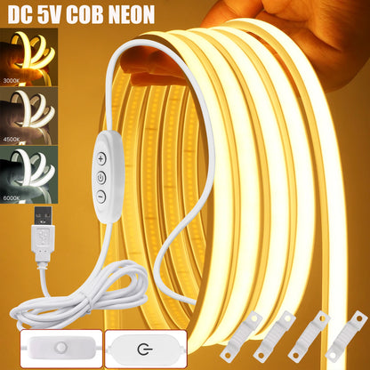 For Decor 5V USB Cob Strip On Off Touch Dimmer 3keys