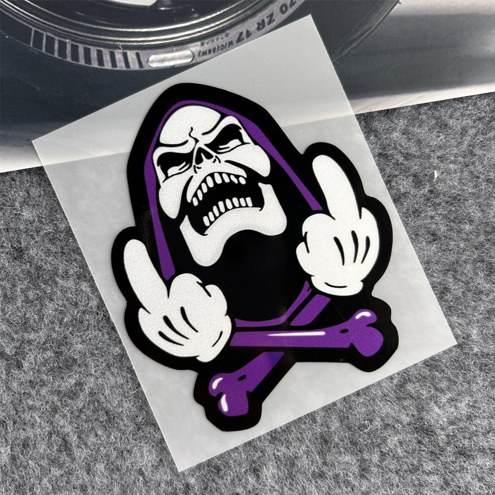 Cartoon Skeleton Gesture Reflective Stickers Motorcycle Electric