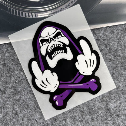 Cartoon Skeleton Gesture Reflective Stickers Motorcycle Electric
