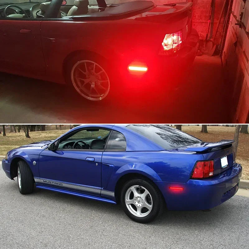 For Ford Mustang Red LED Rear Bumper Side Marker Parking Fender