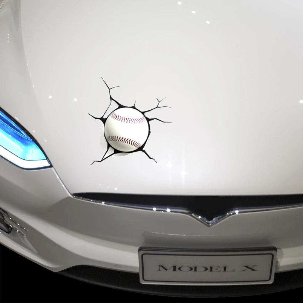 Creative 3D Sticker Baseball Hit Window Cars Waterproof Decal
