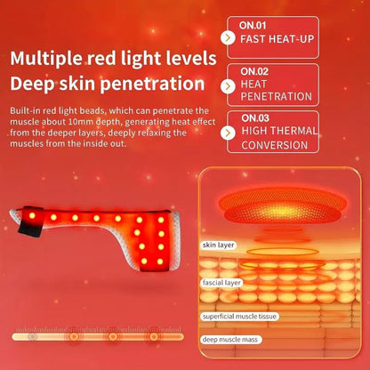 Red Electric Heating Thumb Support Vibrating Massager Relieves