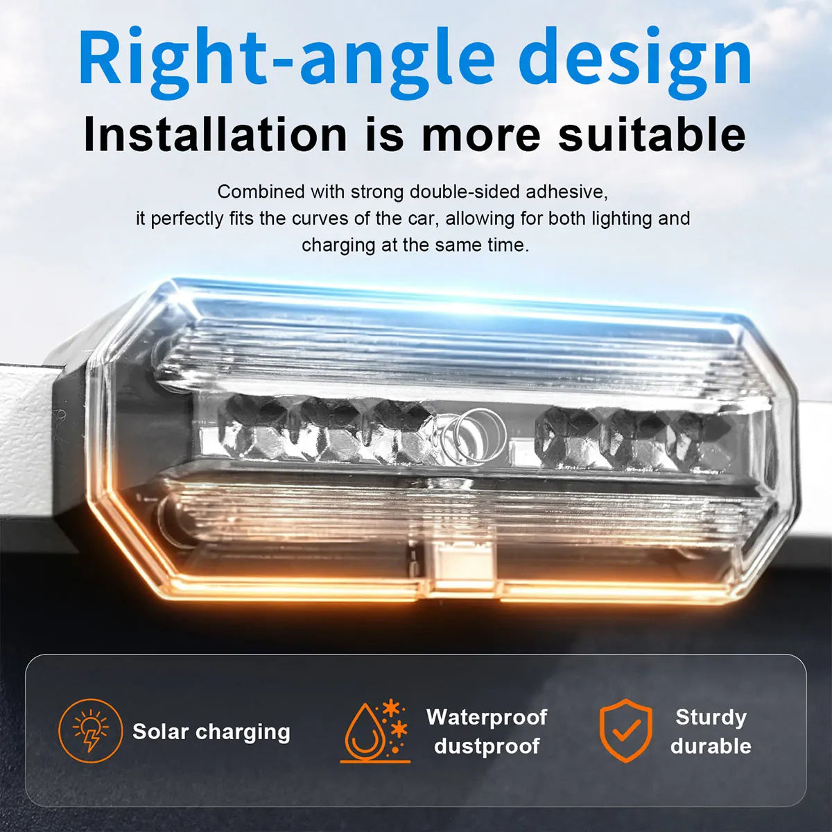 1PC Solar Emergency Warning Side Marker Indicator 6LED anti-rear