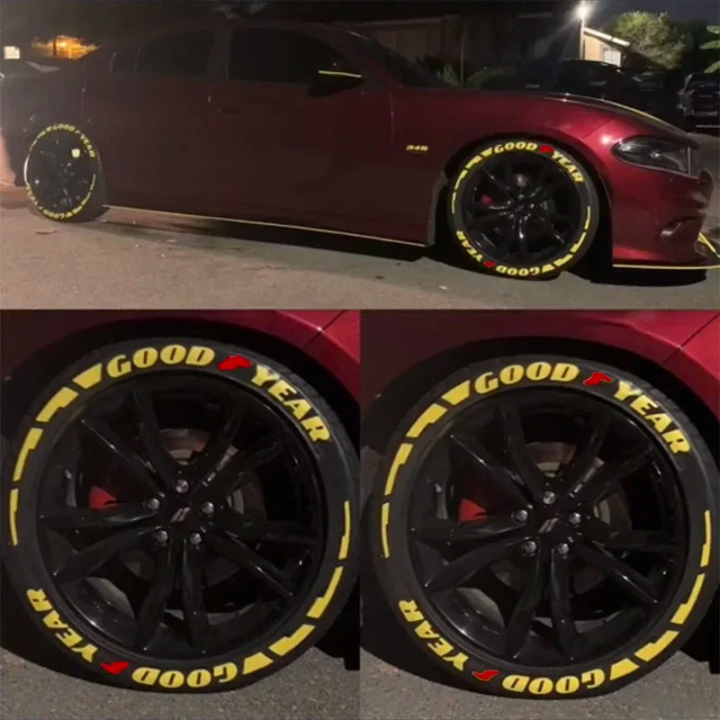Rubber 3D Tire Lettering Stickers Permanent Sets Decals