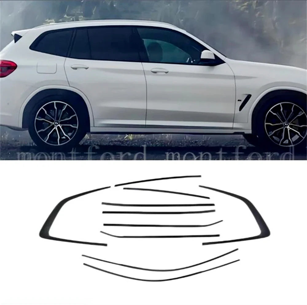 For BMW X3 F25 G01 2011-2024 Black Steel Window Molding Frame