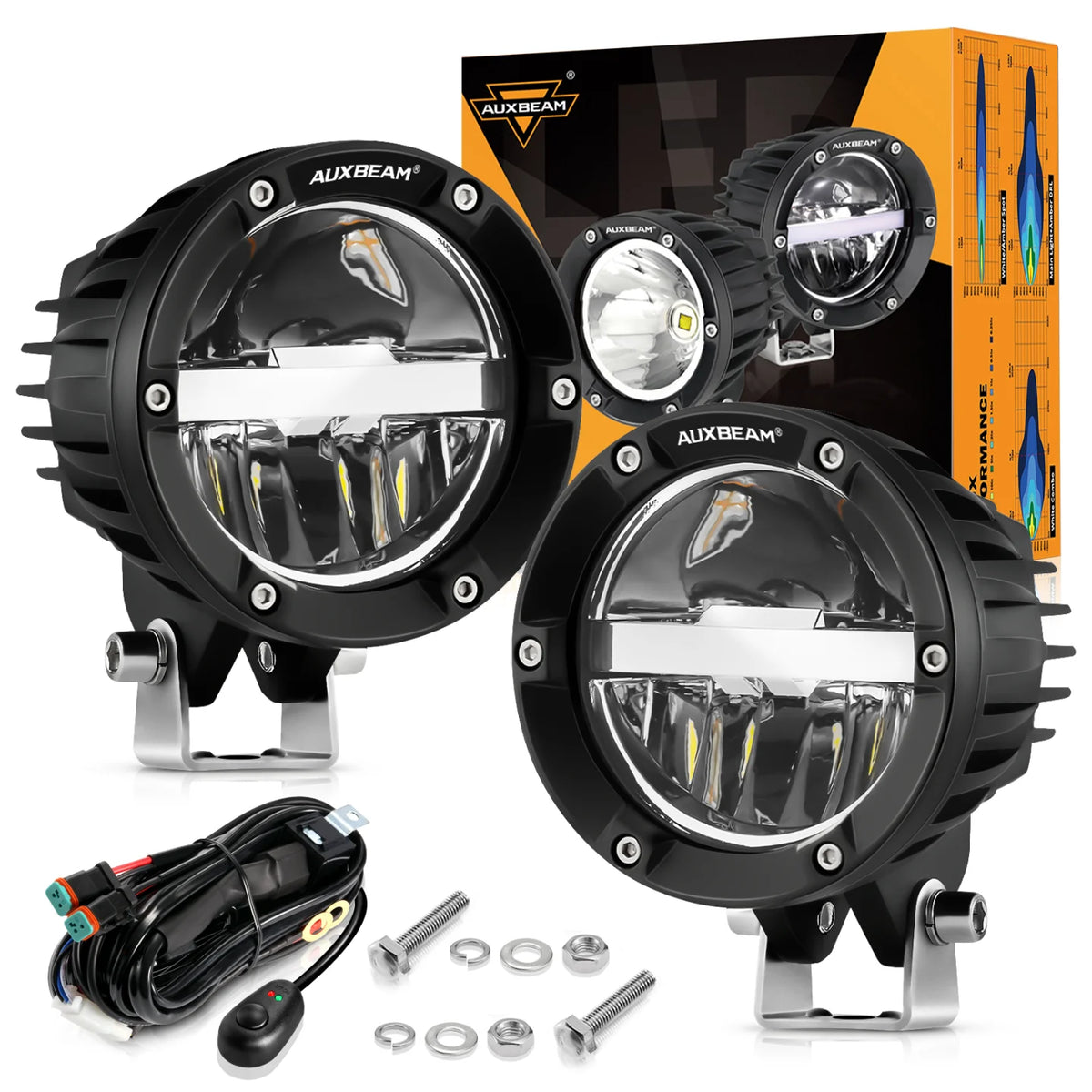 Auxbeam C4 Series Inch Round Work Driving Pod Low