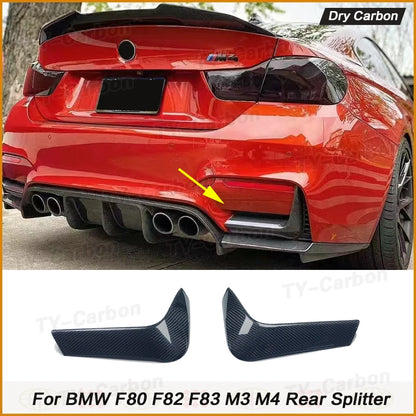 For BMW F80 F82 F83 M3 2PCS Dry Carbon Fiber Rear Bumper Lip