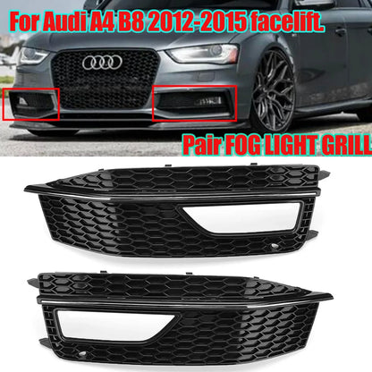 For Audi A4 B8 S-Line S4 Pair Black Chrome Front Bumper Lower