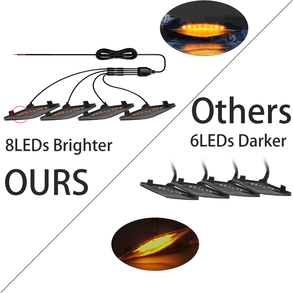 For Pickup Off-Road 6PCS Front Grille 12V Side Marker Indicator