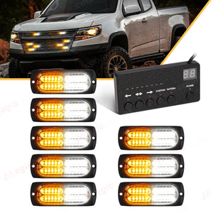 8PCS Bright Strobe Front Grill Warning Controller Fit Firefighter