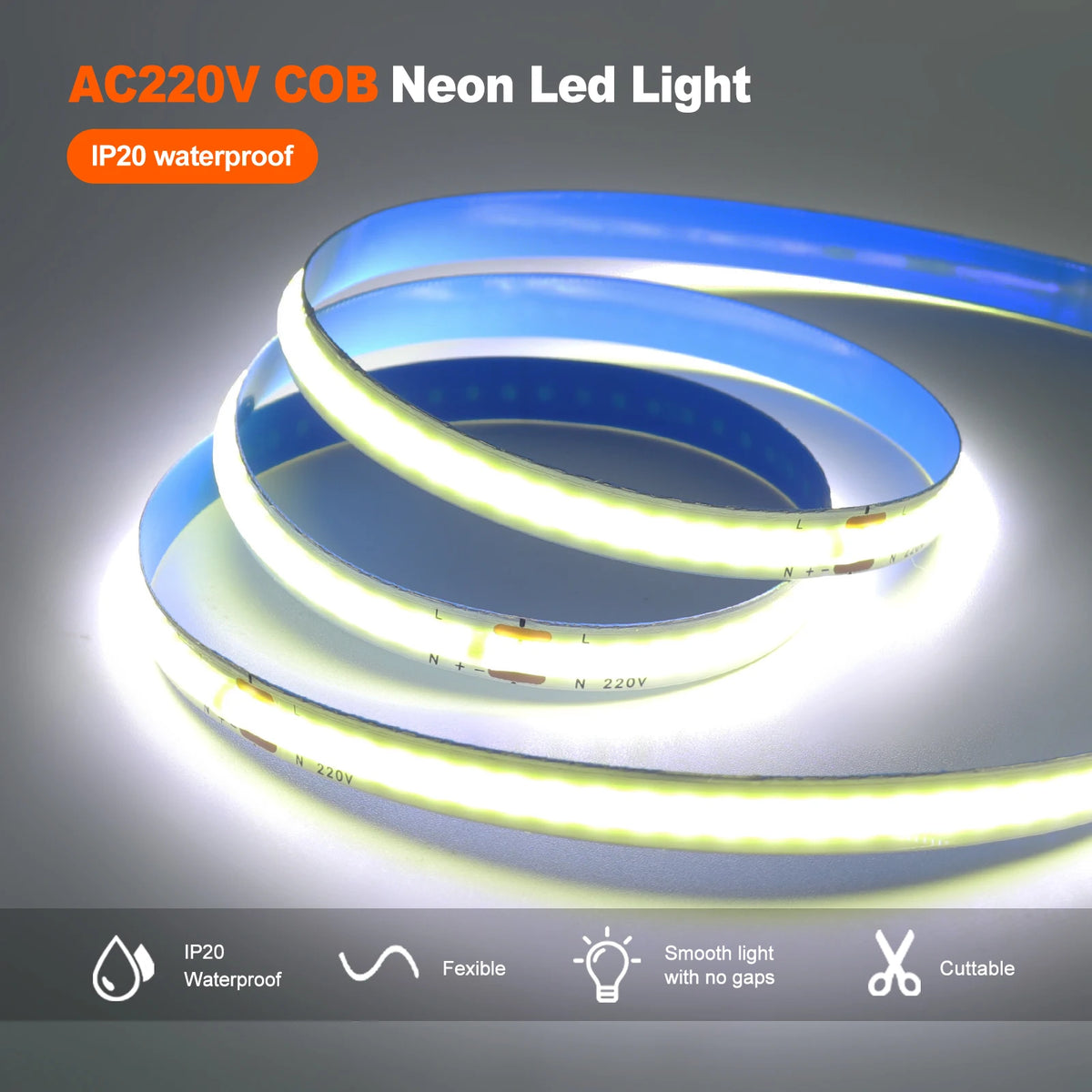 5M 10M 20M 50M Roll Cob Strip Ac 220V