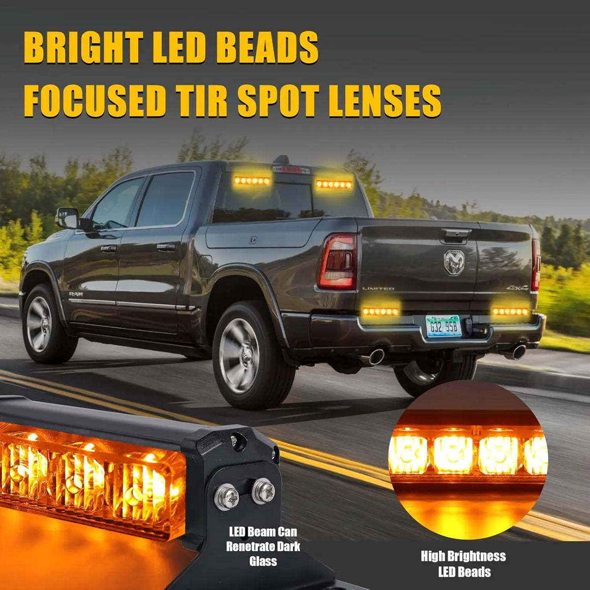 Nilight 6.1in Emergency Strobe Hazard Warning Flashing Safety
