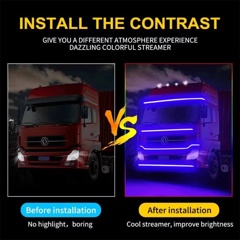 12V 24V Truck Strips RGB Ambient Brake Warning Driving
