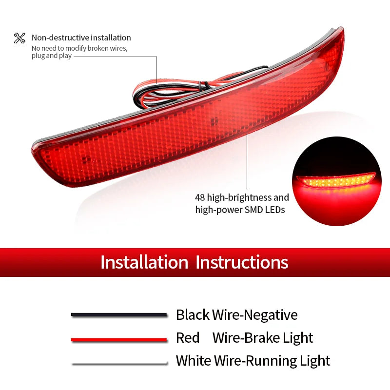 For BMW X5 E70 M 2006-2013 2PCS Red Rear Bumper Reflector Tail