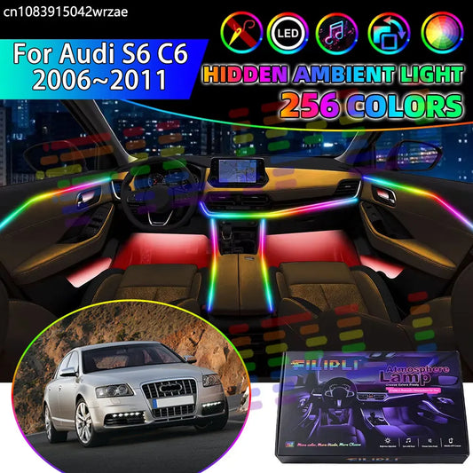 For Audi S6 2006~2011 2007 4F C6 RGB Interior Ambient Strips