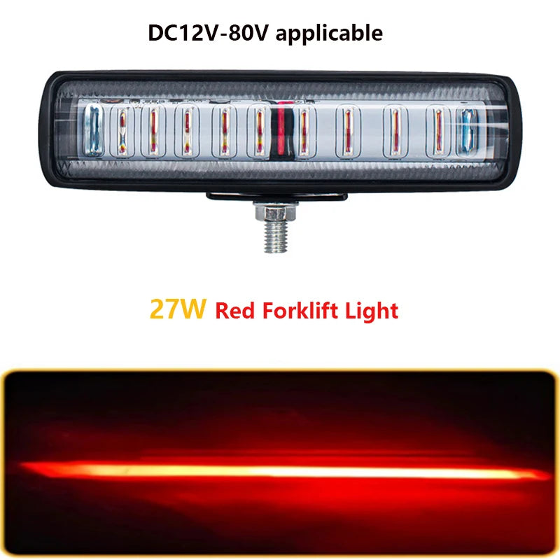 27W Forklift Lightstruck Safety Work Bar 12-80w Red Flood