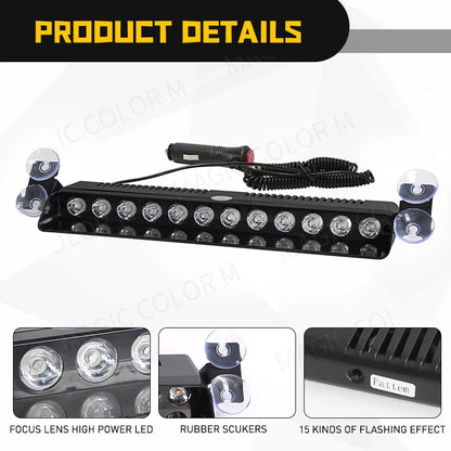 12 Strobe Front Warning Flash Parking Signal Windshield Yellow