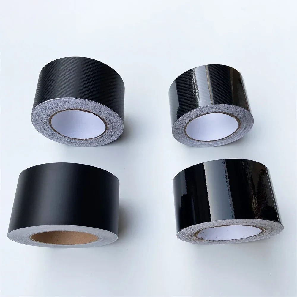 Carbon Fiber Vinyl Sticker Waterproof Glossy Black Wrap Roll