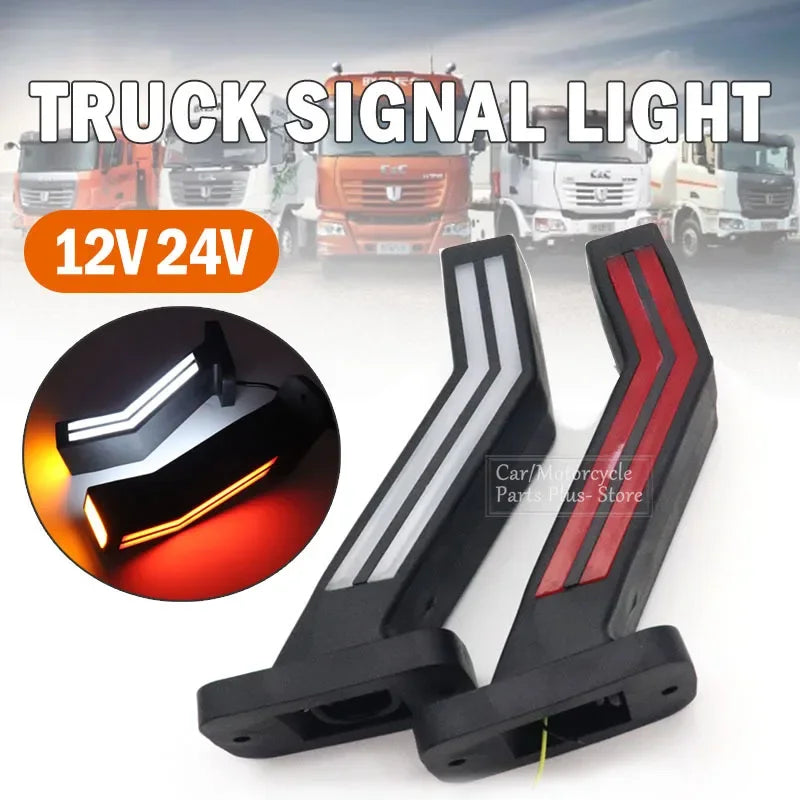 2PCS 12V 24V Truck Side Marker Running Water Tail