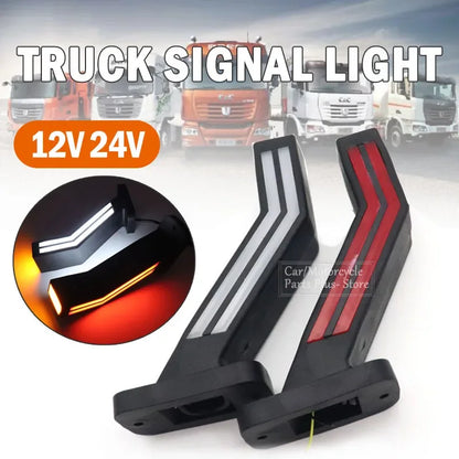 2PCS 12V 24V Truck Side Marker Running Water Tail