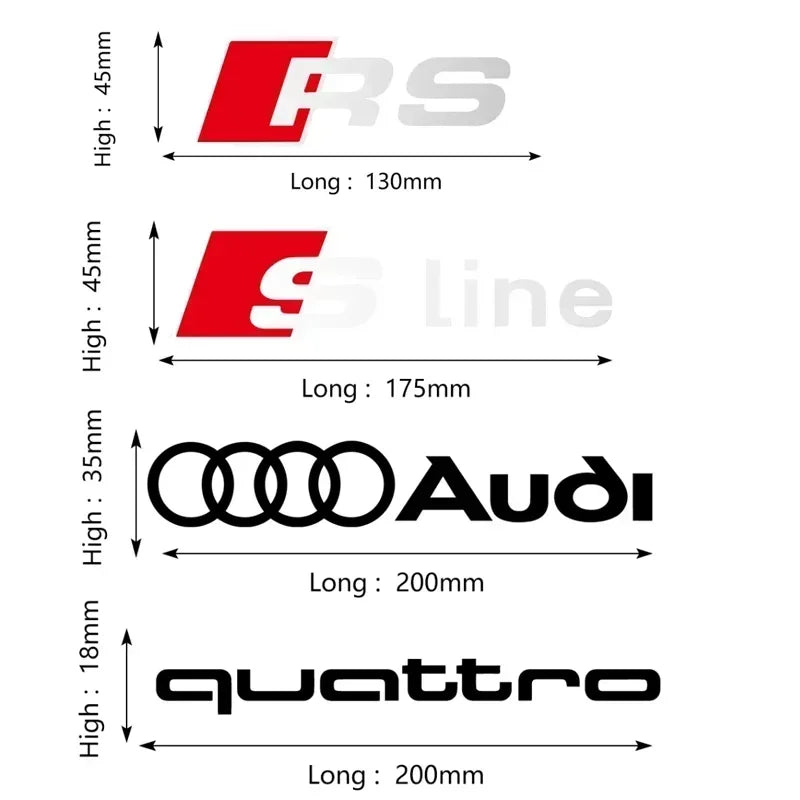 For Audi Sline Rs Quattro Sticker Pvc Body Trunk Window A3 A4 B8