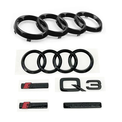 For Audi Q3 2013-2022 4Ring Logo ABS Black Hood Front Grille