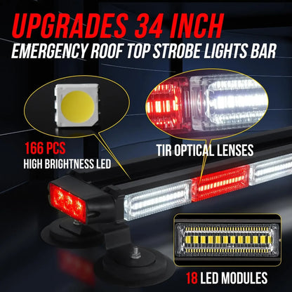 34inch Emergency Rooftop Strobe Bar Flashing Safety Traffic