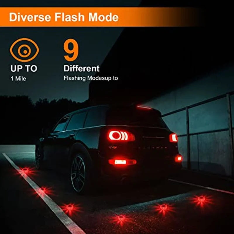 Pack Road Flares Flashing Emergency Warning USB Rechargeable Help