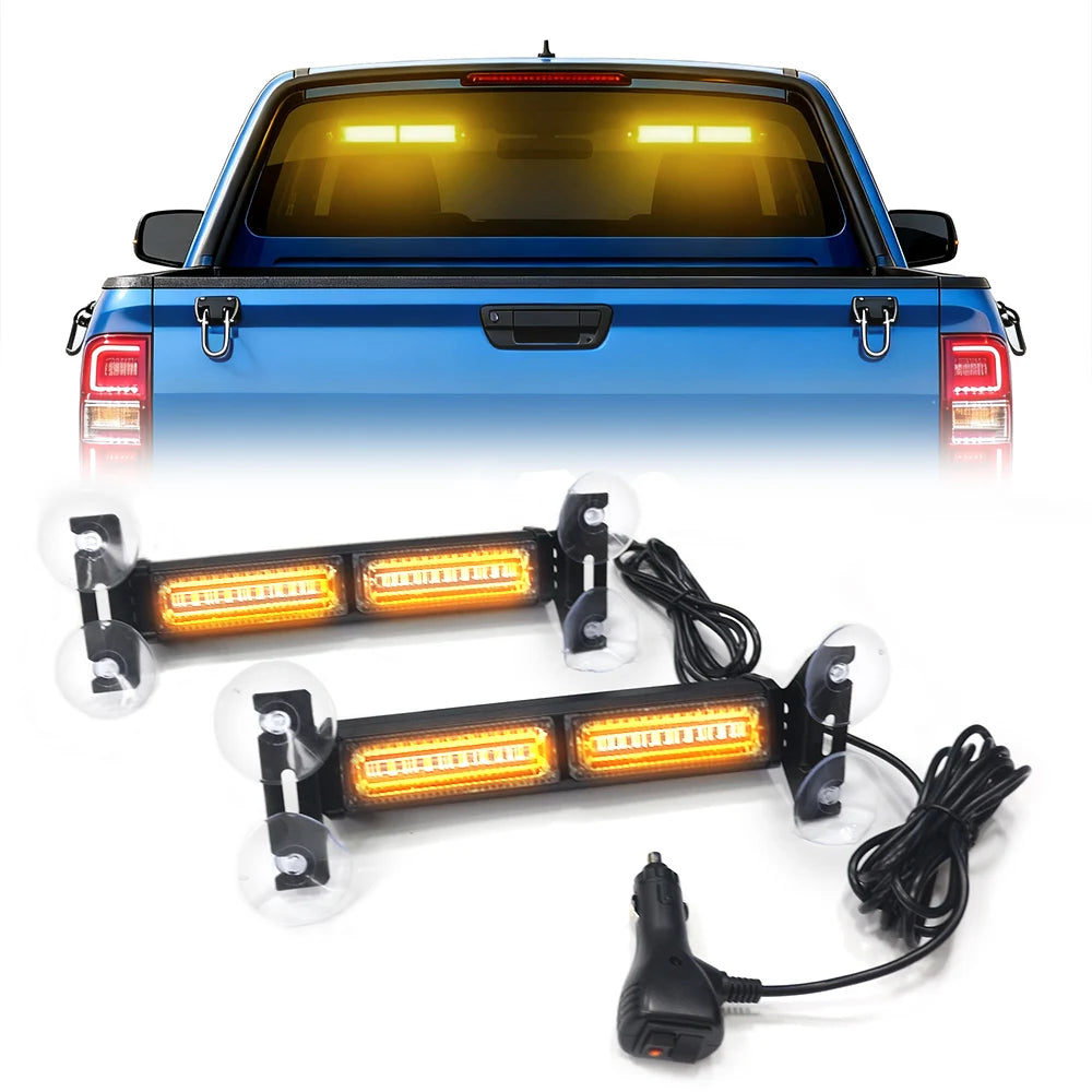 2-in-1 Suction Cup Flashing Front Rear Glass Warning Strip