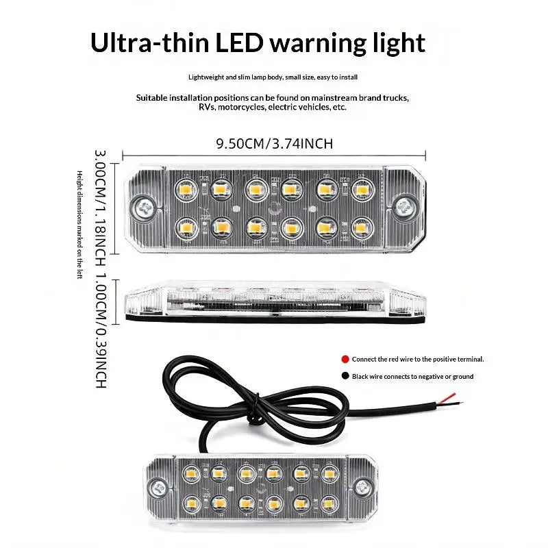 For Off-road Vehicle Emergency Use Dual Row Strobe Warning 1PCS