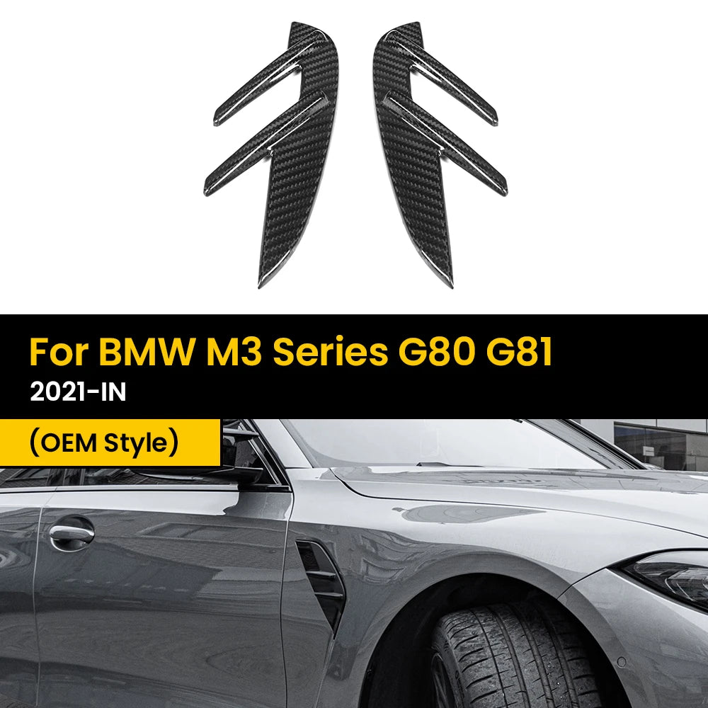 For BMW M3 Series G80 G81 Real Dry Carbon Fiber Side Fender M4