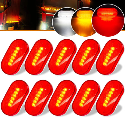 8PCS 6LED Dc 12V Side Marker Clearance Trailer Rectangular
