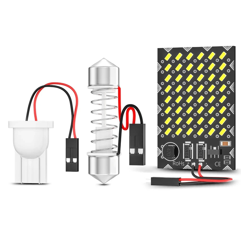 1PCS dc12v-24v 48SMD Warm White T10 ba9s Festoon W5W