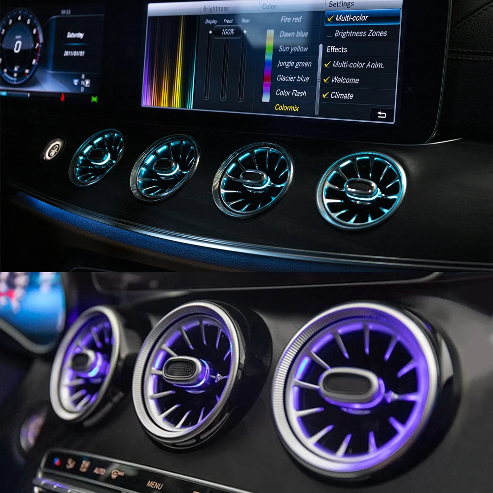 For Mercedes Benz Accessories W205 GLC X253 W213 W222 W206 C117 CLA X156 W176 W177 C118 Turbine Air Vents with LED Ambie
