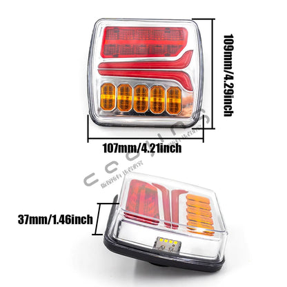 For Trailer Bus Pickup Rear Left 2PCS 12v-24v 4inch Square Tail