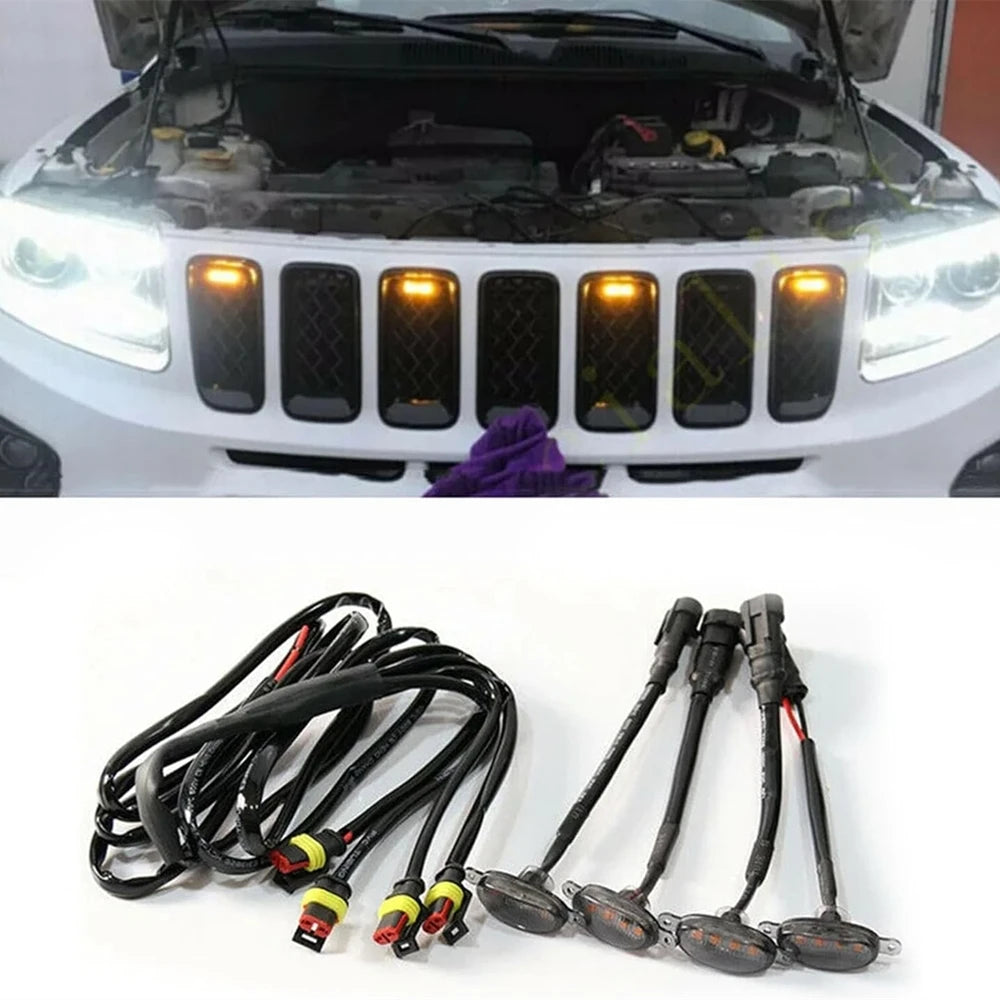 For Jeep Off Road Trunk In Front Grille Marker Smoked Amber