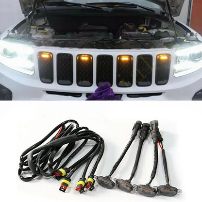 For Jeep Off Road Trunk In Front Grille Marker Smoked Amber