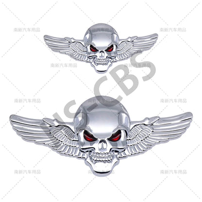 Metal 3D Skull Head Wing Totem Badge Rear Trunk