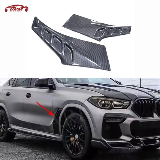 For BMW F96 X6 2019 2020 Front Fender Vent Fin Gill Trim Carbon