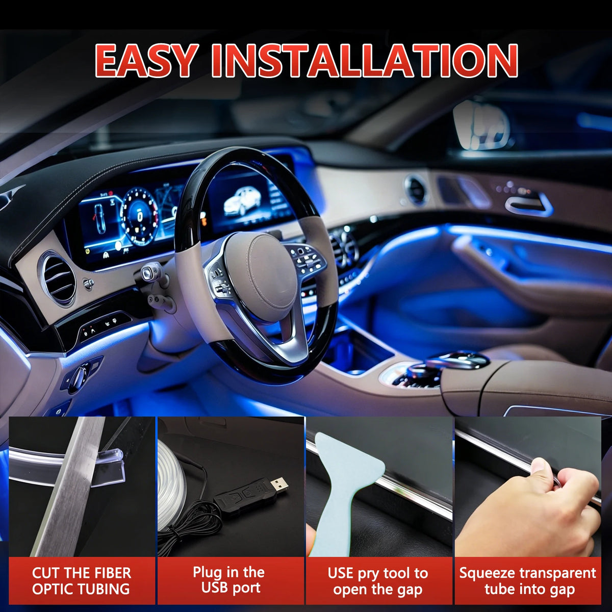Flexible Neon Interior Ambient RGB Multicolor Sound Active APP