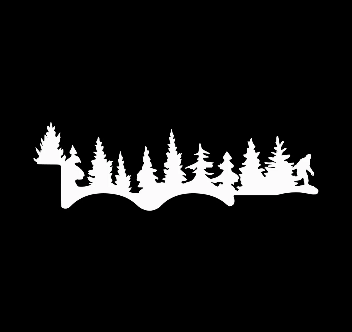 Bigfoot Pine Forest Tree Silhouette Sticker Outdoor Nature Vinyl