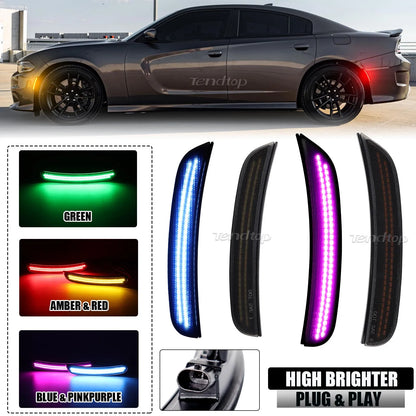 For Dodge Charger 2015-2026 Front Rear Amber Red Side Marker