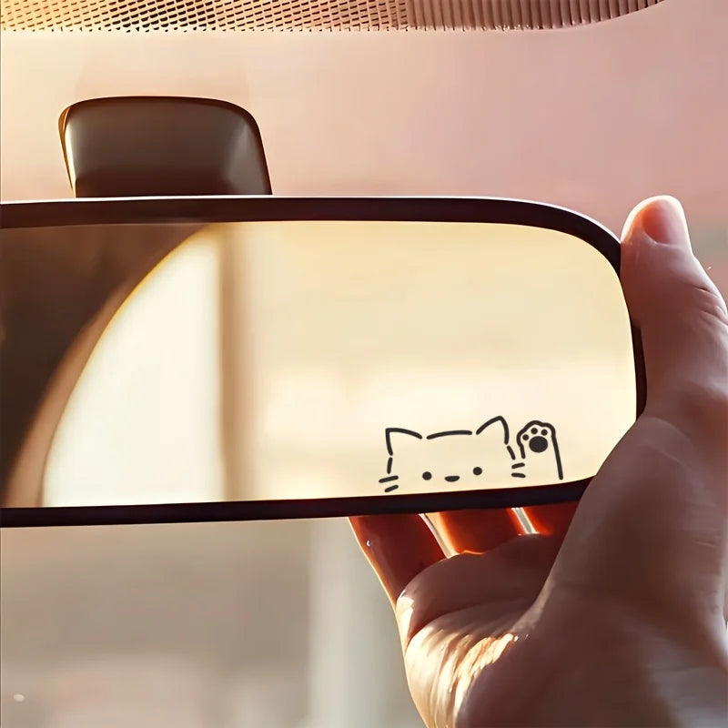 Rearview Mirror Sticker Cat Probe Beckoning Cute Body Triangular