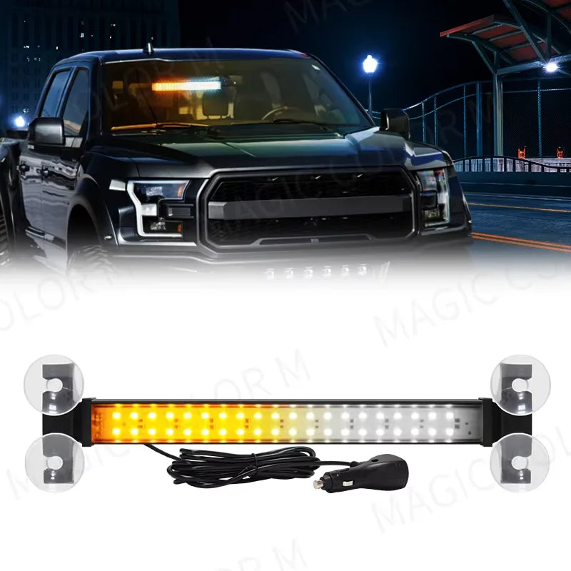 Strobe Yellow White Flash Warning Windshield Bar Traffic Advisor
