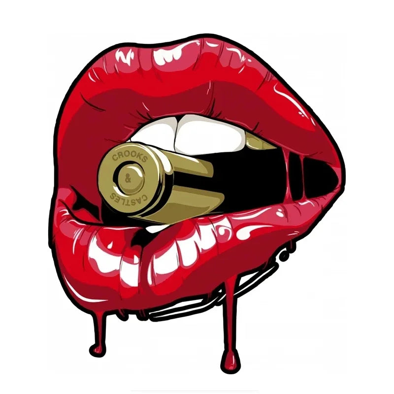 Sticker Personality Pvc Decal Red Lips Bullet On Motorcycle