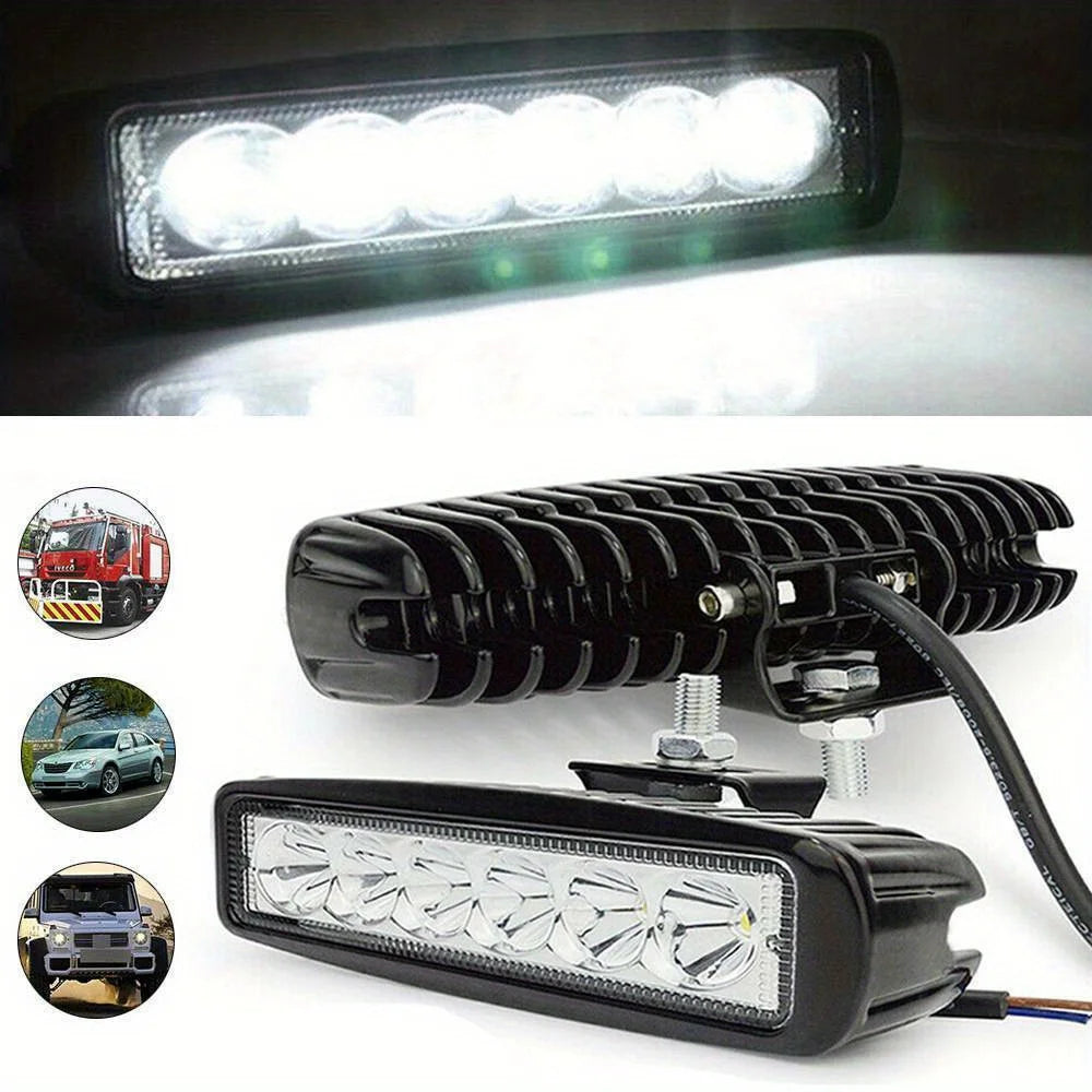 2PCS 18W Work Drl Spotlight Bright Offroad SUV Truck
