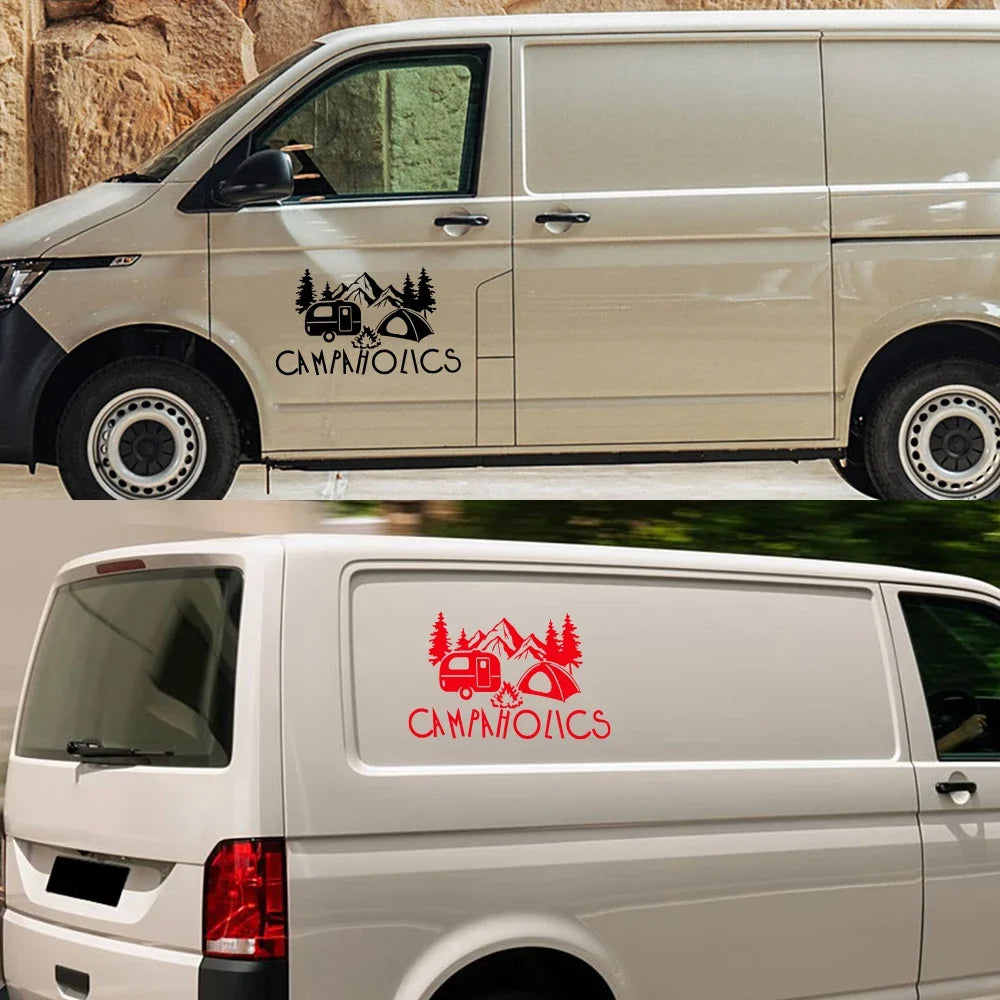 Campaholics Mountain Tree Caravan Camp Sticker Motovan Vinyl
