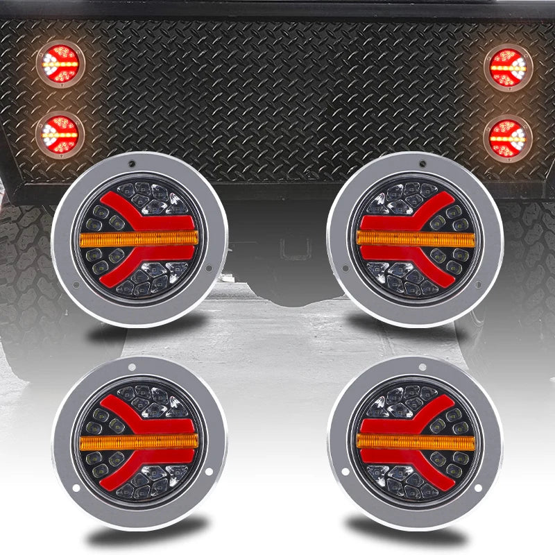 For Trailer Boat Pickup Inch Round Brake Tail hi-lo Stop Drl