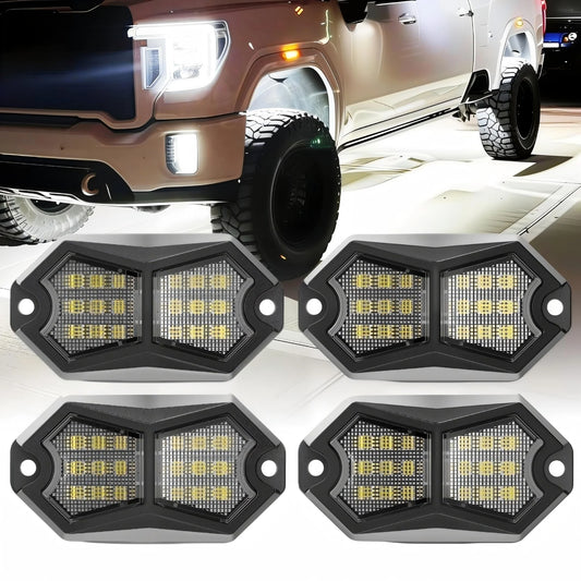 Krator 4PCS Rock White Pods Leds 210 Degree Wide