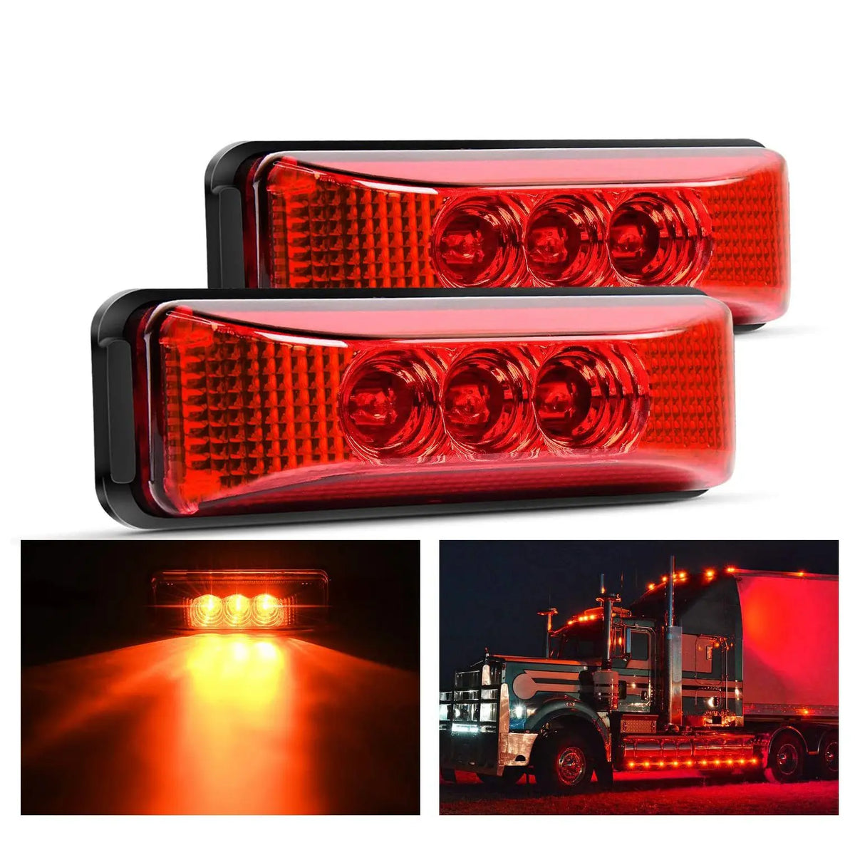 2PCS 24V 3.9inch Truck Trailer Red Front Rear Side